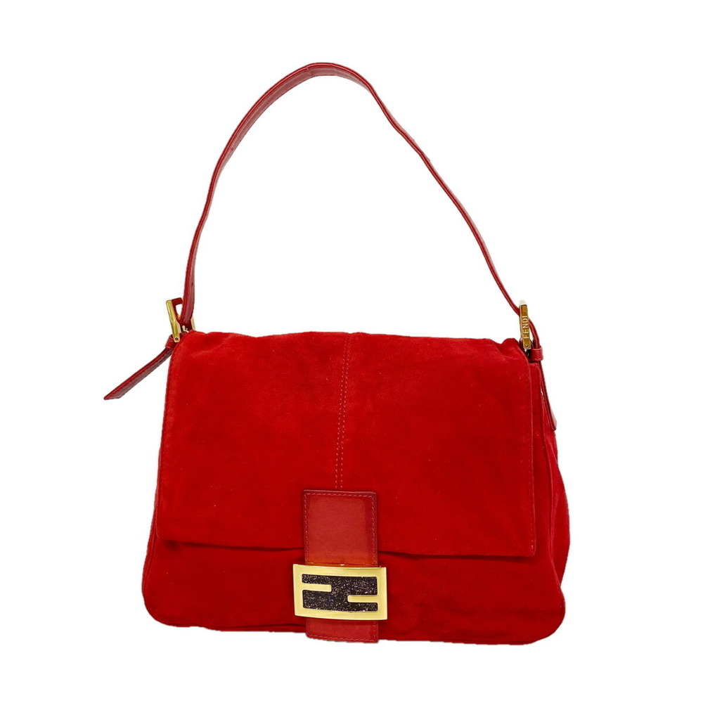 Fendi Mamma Bucket Suede Handbag, Red, Women's